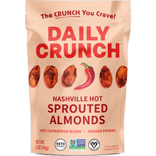 Load image into Gallery viewer, Daily Crunch Sprouted Almonds Nashville Hot 5oz bag
