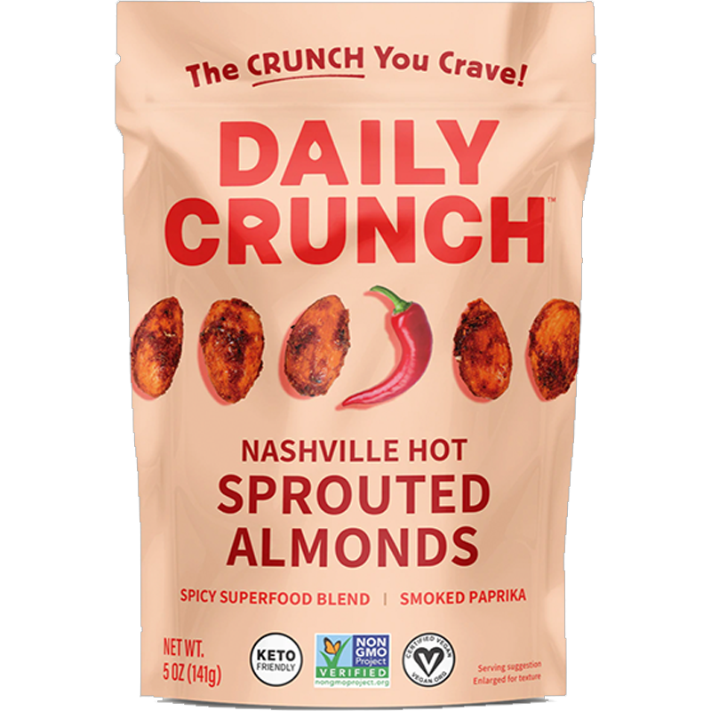 Daily Crunch Sprouted Almonds Nashville Hot 5oz bag